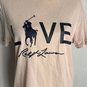 Ralph Lauren Pink Pony LOVE Graphic T Shirt Women Medium Pink Polo  Charity Tee